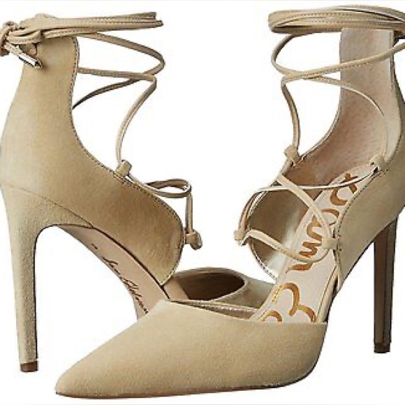 Sam Edelman Nude Strappy Pointed Toe Heels - Picture 1 of 7